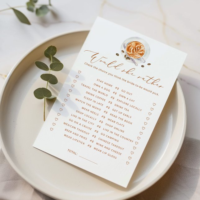 Coffee Would she rather bridal shower game (Creator Uploaded)