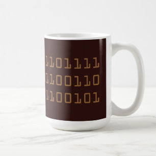 Coffee written in binary code mug, brown mug