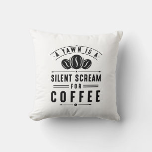 Coffee Yawn Throw Pillow