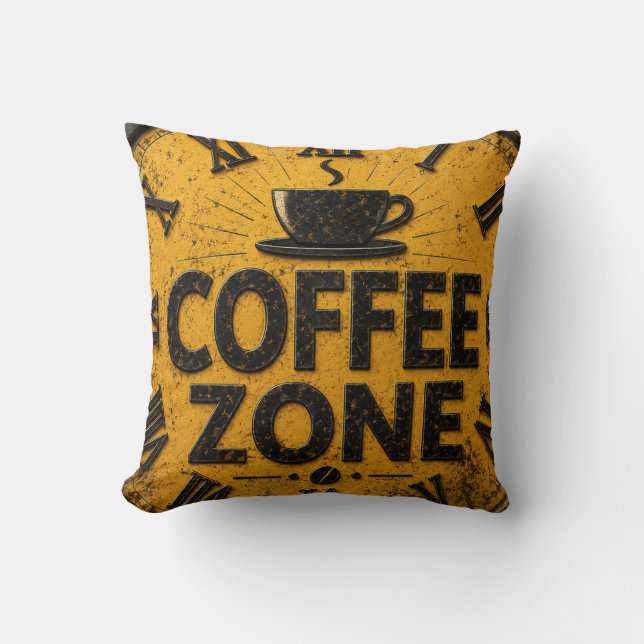 Coffee Zone Rustic Bar Farmhouse Kitchen Decor Throw Pillow (Front)