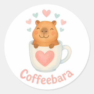 Coffeebara Cute Capybara in Coffee Mug Classic Round Sticker
