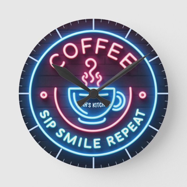 ☕ Coffeecore Horloge Café Mème Sip Smile Répéter (Recto)