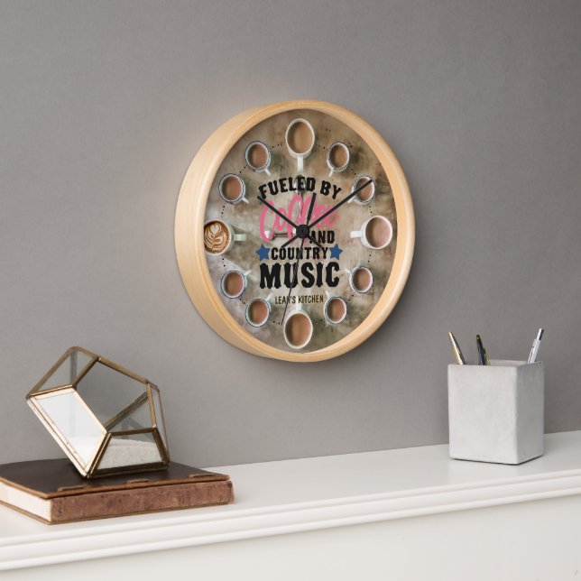 ☕ Coffeecore Horloge Café Mèmes Musique country (Bureau)