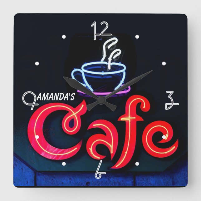Coffeehouse Neon Light Home Personalized Bar Clock (Front)