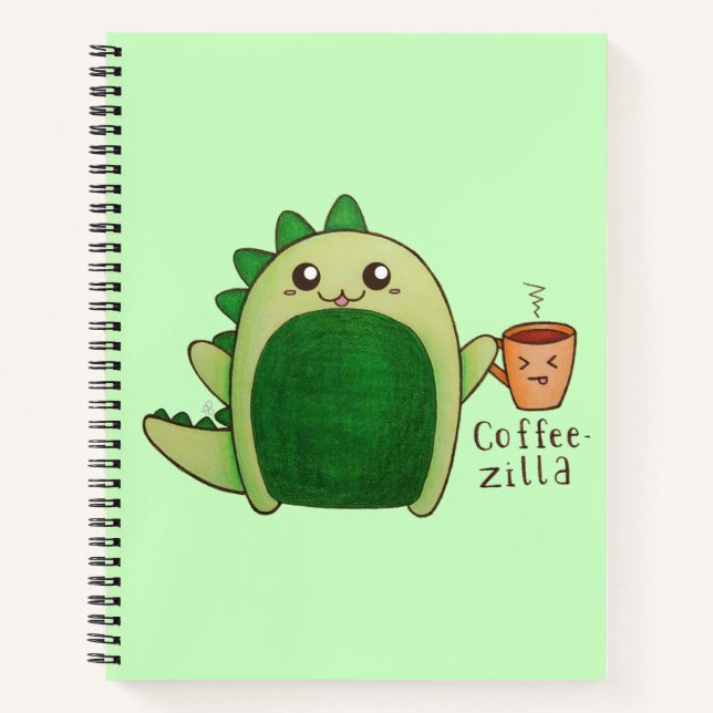 Coffeezilla! I need coffee! Customizable dinosaur Notebook (Front)