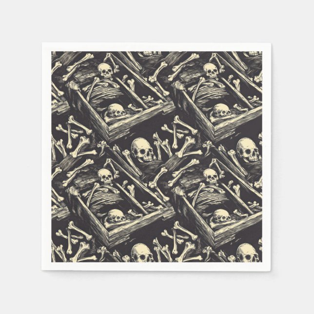 Coffin and Bones Halloween Napkin (Front)
