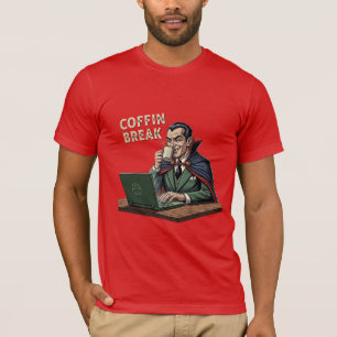 Coffin Break Vampire Office Humor T-Shirt