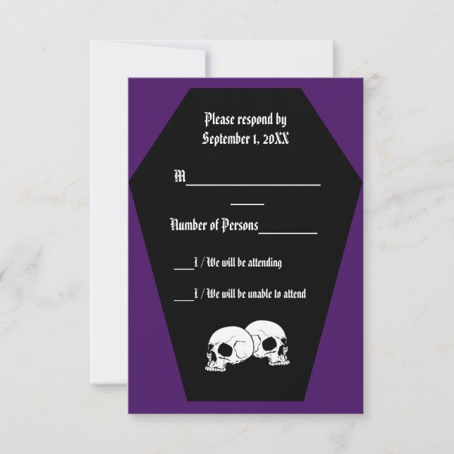 Coffin Ebony (Indigo) RSVP Card (Front)