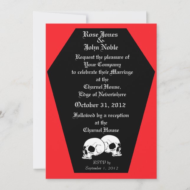 Coffin Ebony (Ruby) Wedding Invitation (Front)
