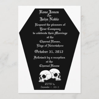 Coffin Ebony (White) Wedding Invitation
