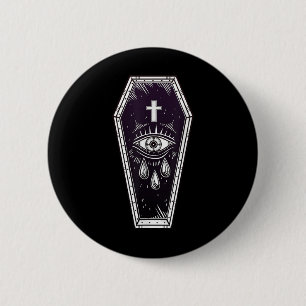 Coffin Flash Tattoo - Pop Art Spooky Tee - Stay We 2 Inch Round Button