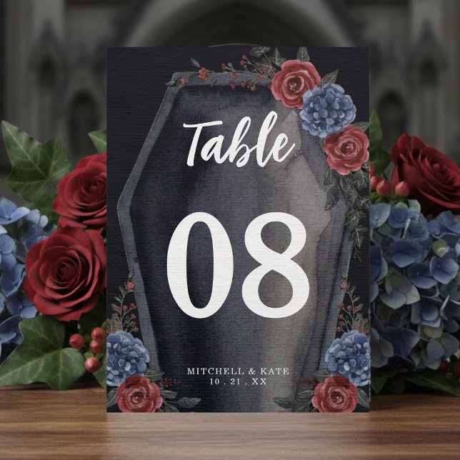 Coffin Floral Gothic Wedding Table Number (Creator Uploaded)