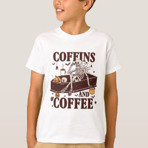Coffins And Coffee Funny Skeleton Halloween T-Shirt