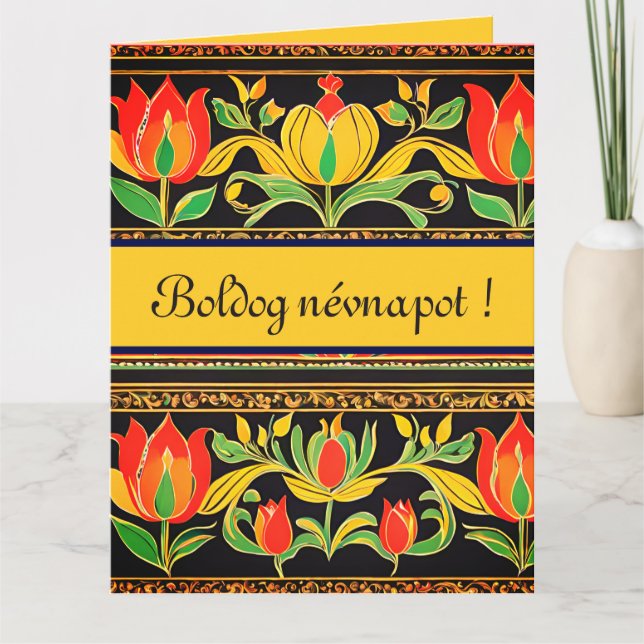 coffre à tulipe coloré - nom jour Carte (Devant)