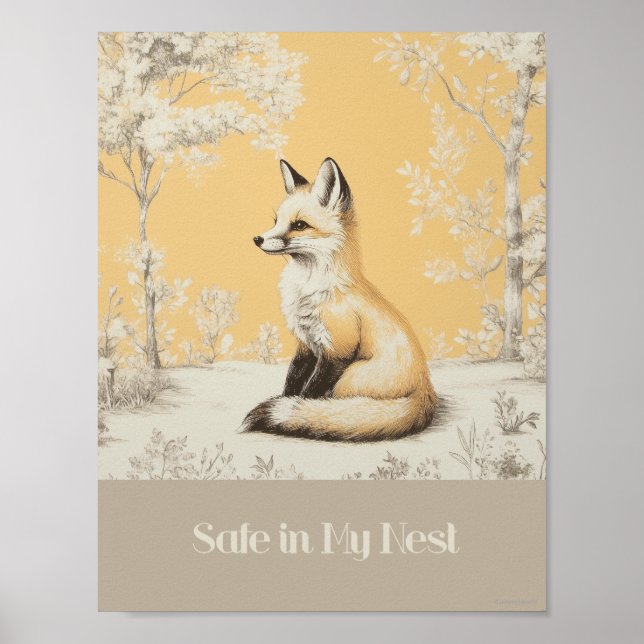 Coffre-fort dans mon nid Orange Fox Nursery Poster (Devant)