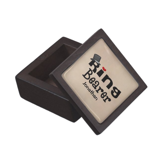 Coffret Cadeau De Première Qualité Porte-anneau à chapeau supérieur (Ouvert)