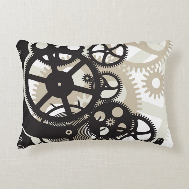 Cog wheels work decorative pillow (Front)