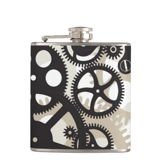 Cog wheels work hip flask (Front)