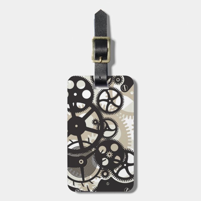 Cog wheels work luggage tag (Front Vertical)