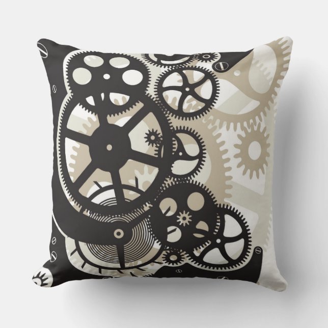 Cog wheels work throw pillow (Front)