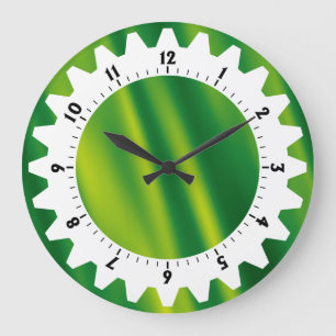 Cogged 01 - Green Waves Large Clock