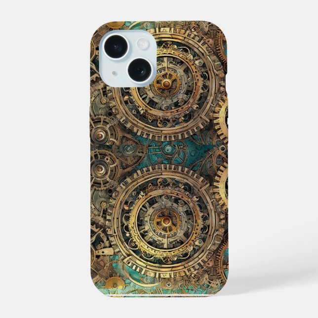Cogged Convergence: A Fusion of Form and Function  iPhone 15 Case (Back)