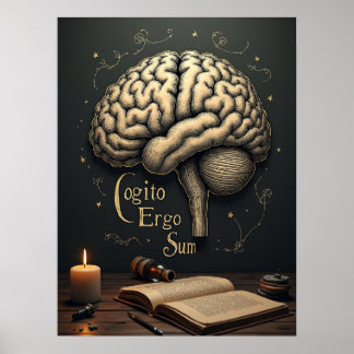 Cogito Ergo Sum – Gothic Dark Academia Philosophy Poster