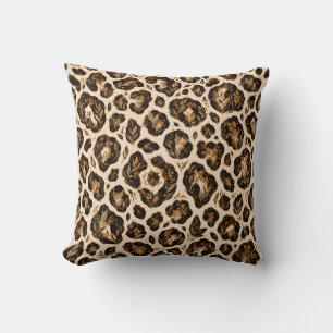 Cognac Botanical Leopard Rosettes Throw Pillow