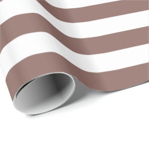 Cognac Brown and White Stripe Wrapping Paper