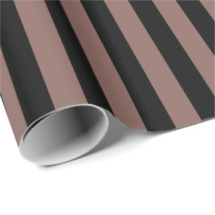 Cognac Brown Black Stripe Wrapping Paper