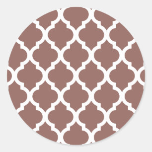Cognac Brown Moroccan Tile Trellis Classic Round Sticker