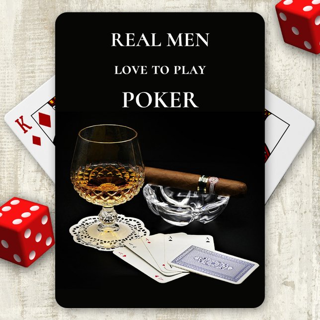 Cognac Cigar Poker Playing Cards (Deck of cards featuring a cigar and glass of cognac on playing cards with custom texts)