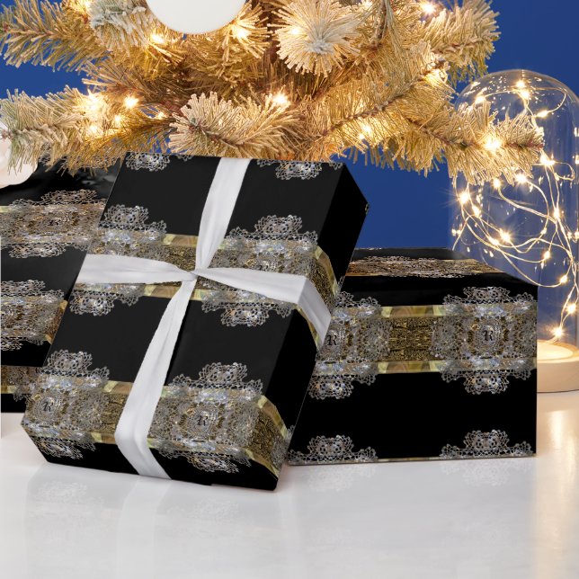 Cognac  Monogram  Glossy Beauty Wrapping Paper (Holidays)