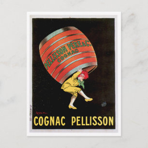 Cognac Pellisson Vintage Wine Drink Ad Art Postcard