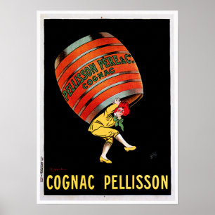 Cognac Pellisson Vintage Wine Drink Ad Art Poster