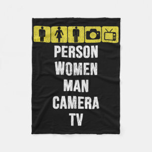 Cognitive Test Person Woman Man Camera Tv Funny An Fleece Blanket