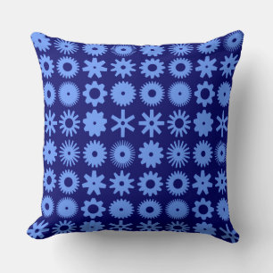Cogs - Baby Blue on Deep Navy Throw Pillow