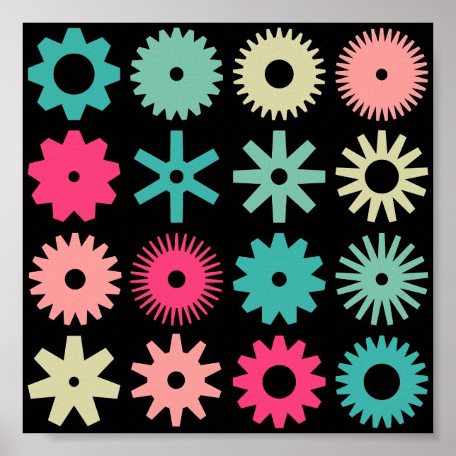 Cogs - Colors 01 - on Black Poster (Front)