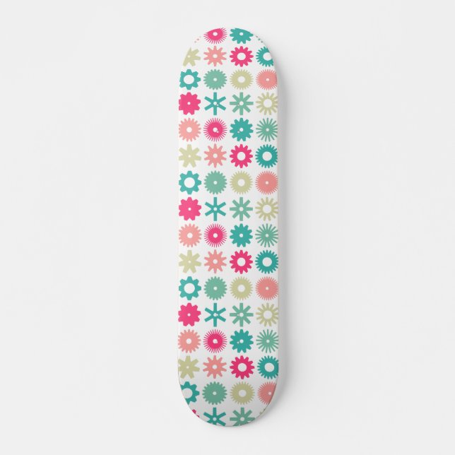 Cogs - Colours 01 - on White Skateboard (Front)