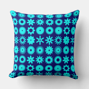 Cogs - Cyan on Deep Navy Throw Pillow
