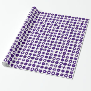 Cogs - Deep Purple on White Wrapping Paper