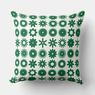 Cogs - Forest Green on White Throw Pillow