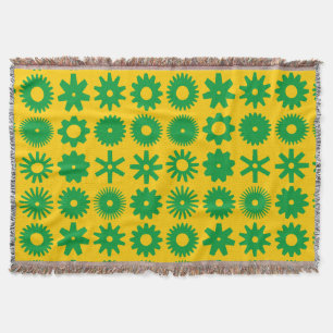 Cogs - Grass Green on Amber Throw Blanket