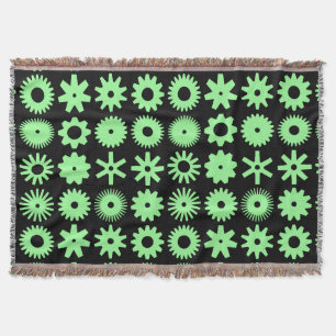 Cogs - Mint Green on Black Throw Blanket