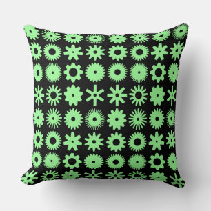 Cogs - Mint Green on Black Throw Pillow