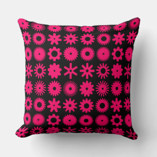 Cogs - Neon Red on Black Throw Pillow