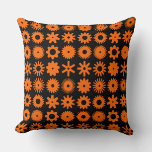 Cogs - Orange on Black Throw Pillow