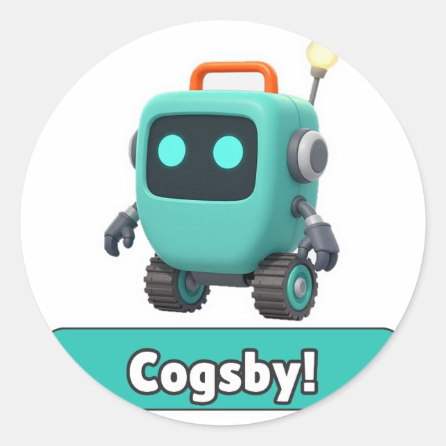 Cogsby Robot Sticker - Cute See-Through (Front)