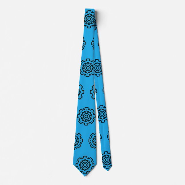 Cogwheel on Blue  Tie (Front)