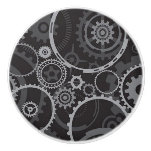 Cogwheels pattern ceramic knob